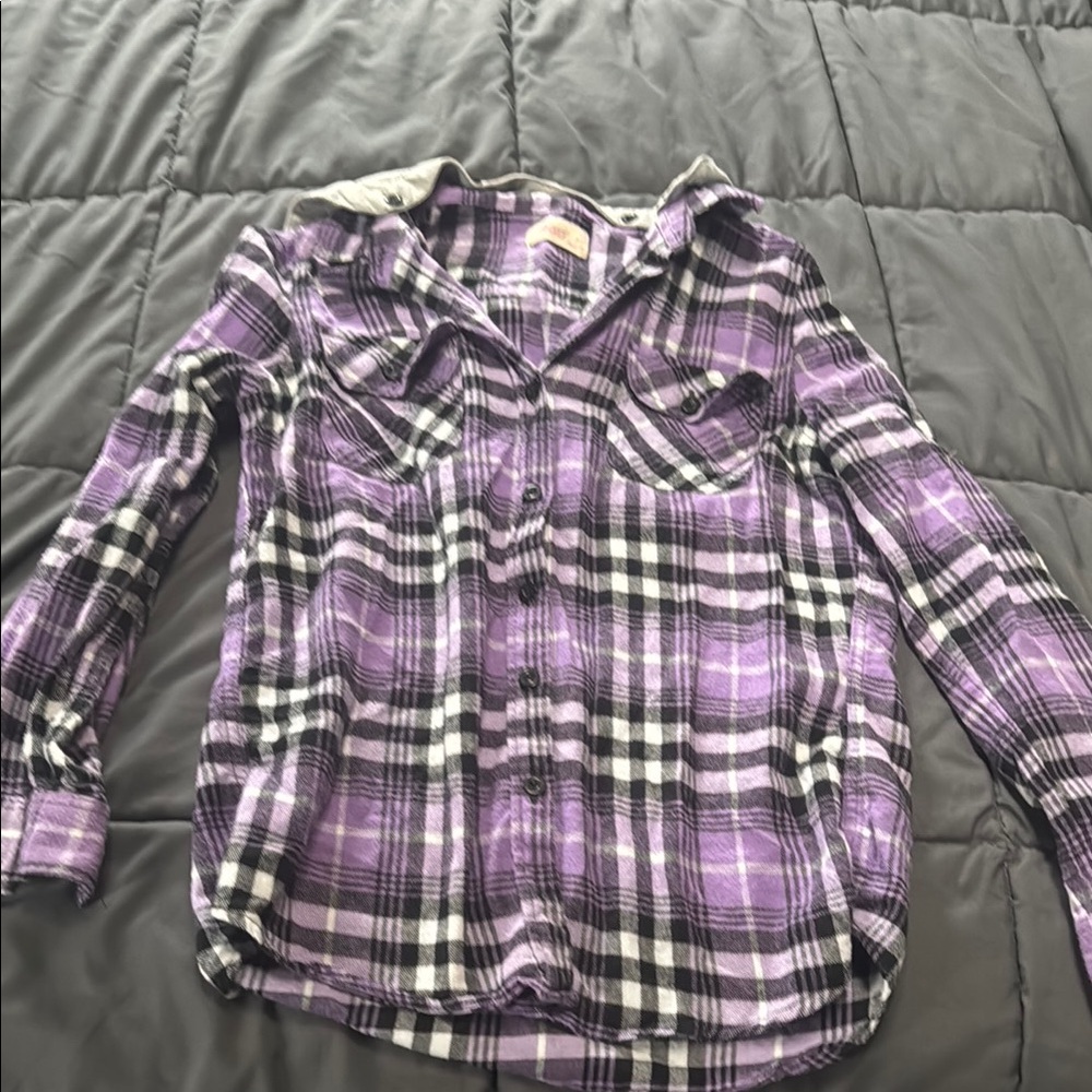 Purple Plaid Kids Shirt